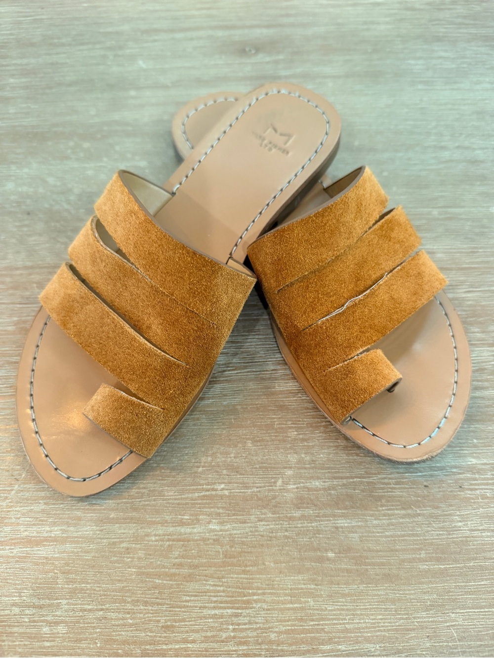 Marc Fisher Suede Slide Sandals in Tan 5